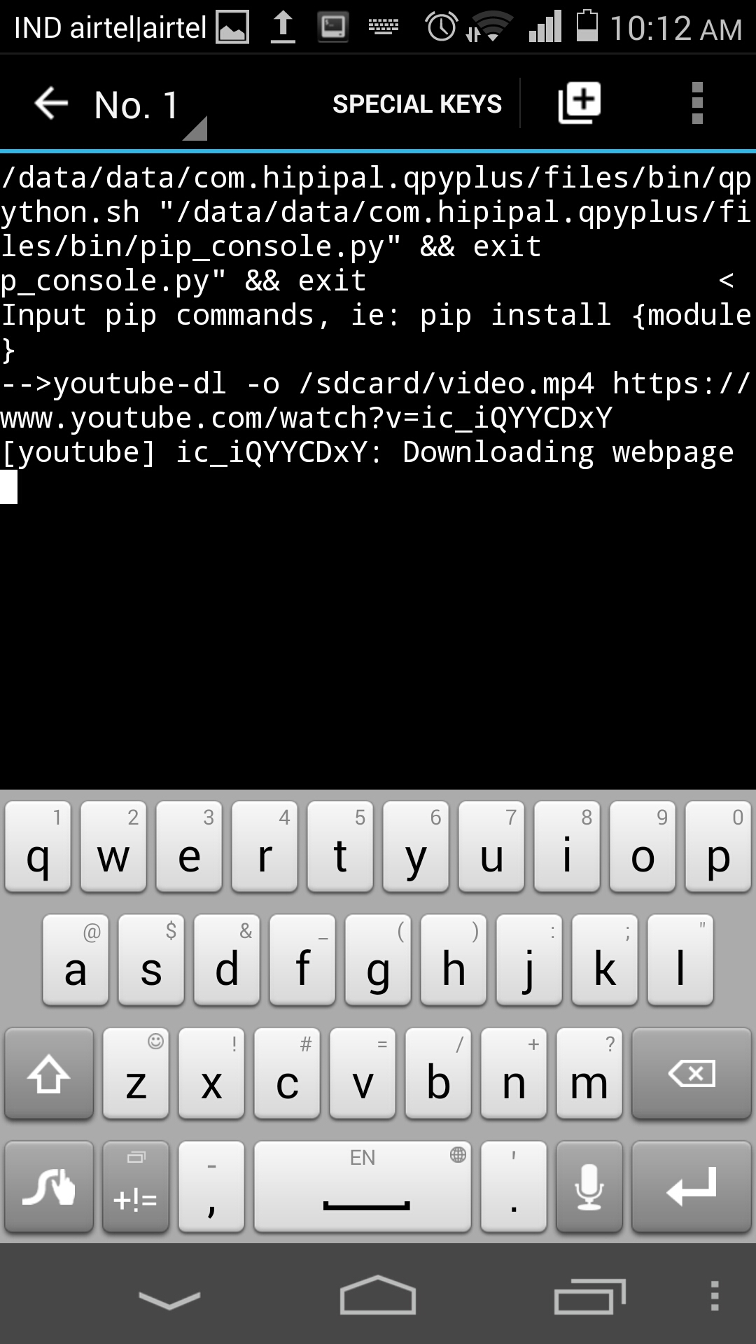 QPython android install youtube-dl